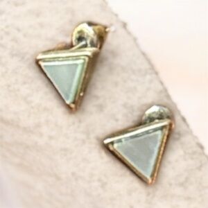 Gold and Blue Triangle Stud Earrings